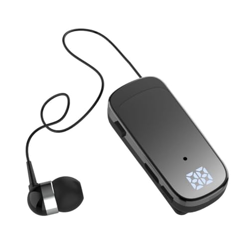 Muuoeou K65 Kabelgebundenes Bluetooth-Headset mit Clip und Einziehbarem Clip, In-Ear-Digitalanzeige, Langlebiges Business-Headset mit Einem Ohr, Stern Schwarz von Muuoeou