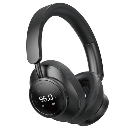 Muuoeou Kabelloses Headset, Kopfhörer mit Mikrofon, Faltbar, Over-Ear, Bluetooth 5.3, Unterstützt TF-Karte, FM-Radio, Schwarz von Muuoeou