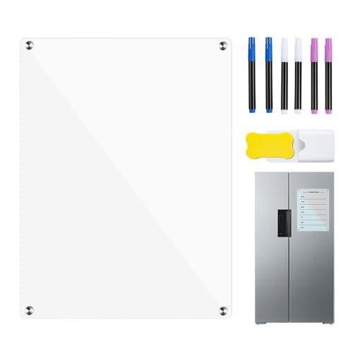 Muuzebsy Acryl Wochenkalender für Kühlschrank | Magnetisches Whiteboard für die Küche, trocken abwischbar, Wochenplaner, Kühlschrank, Acryl-Mahlzeitenplaner für Kühlschrank, wiederverwendbar von Muuzebsy