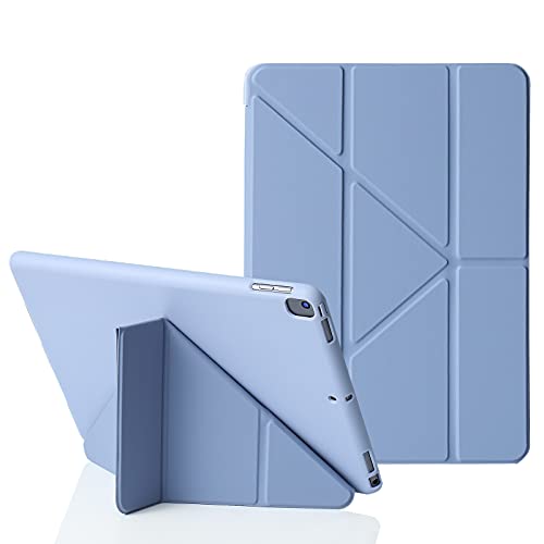 MuyDoux iPad Hülle für iPad 10,2 Zoll 9. 8. 7. Generation 2021/2020/2019, 5-in-1 Mehrere Betrachtungswinkel, Seidig Glattes Finish mit Mikrofaser-Futter, Auto Schlaf/Wach Schutzhülle, Blau-Grau von MuyDouxTech