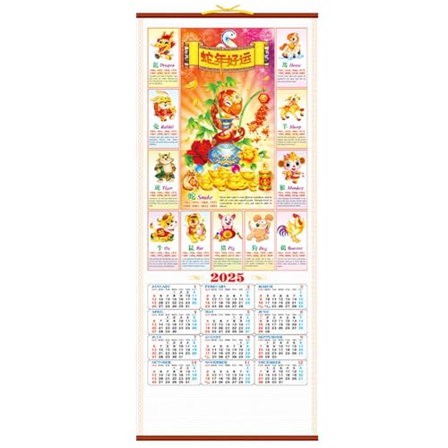 Chinesischer Wandkalender, buntes Tierschild, Mondneujahr, traditionelle Dekorationen, Kalender, Tierkunst, lebendige chinesische Kunst, 12-monatiges Layout, Wandkunst für Zuhause, Restaurant, Studio von Mwkbbn