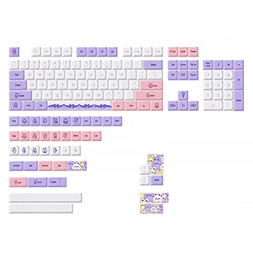 147 x Kaninchen-Tastenkappen mit PBT-Farbstoff-Sublimation, XDA-Profil-Tastenkappen für mechanische Tastatur, MX-Switch, GK61, 64, 84, Layout, Kaninchen-Tastenkappen von Mxming