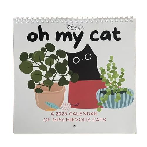 Katzenkalender 2025 Oh My Cat 2025 Kalender mit schelmischen Katzen, lustiger Wandkalender mit frecher Katze, 12-Monatskalender, Planer, Katzen-Schreibtischkalender läuft von Januar 2025 bis Dezember von Mxshc