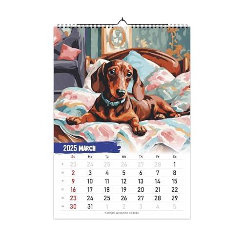 Mxshc Monatskalender für Hunde, Hundekalender | Familienplaner-Kalender - Tier-Wandkalender 2025, 12-Monats-Welpenkalender, Schal-Hundekalender für Feiertage von Mxshc