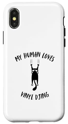 Hülle für iPhone X/XS My Human Loves Vinyl DJing – Cat Parent Hobby Lover von My Human Loves Stuff