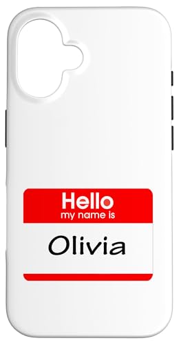 Hülle für iPhone 16 Olivia, Hello My Name is Namensschild, Badge von My Name is Stuff