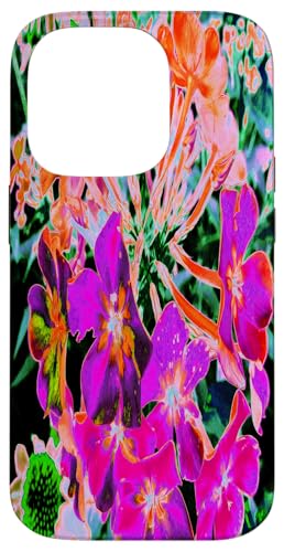 Abstrakte blühende Magenta und Orange Blumen Hülle für iPhone 14 Pro von My Rubio Garden