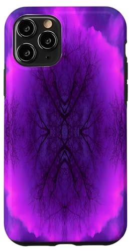 Hülle für iPhone 11 Pro Mandala-Gemälde mit abstrakten Wolken, Magenta und Violett von My Rubio Garden