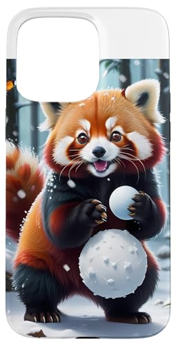 Hülle für iPhone 15 Pro Max Kawaii Red Panda in einer Wintereinstellung V8 von My Squirrel and I