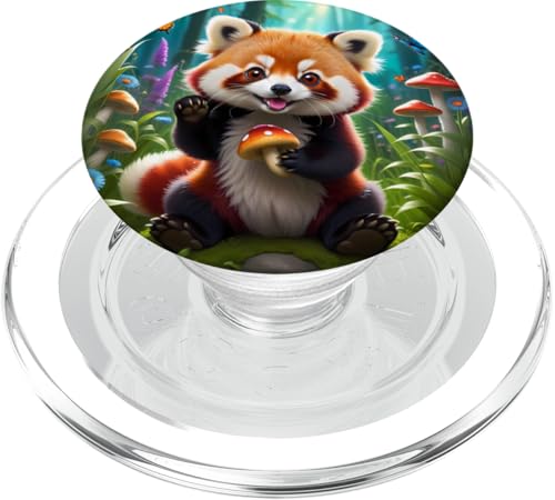 Kawaii Roter Panda im Pilzwald V9 PopSockets PopGrip für MagSafe von My Squirrel and I