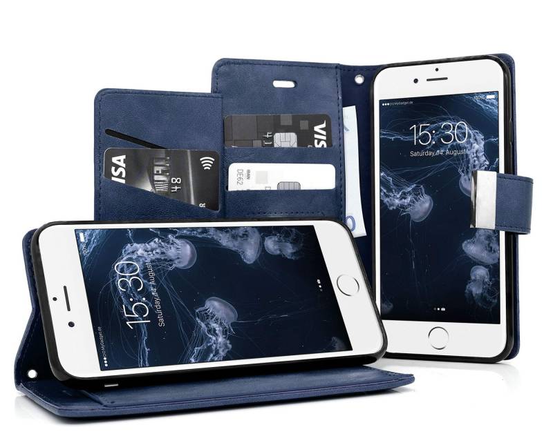 MyGadget Handyhülle Flip Case Klapphülle für für Apple iPhone 6 / 6s, Wallet Hülle aus Kunstleder (PU) Schutzhülle Book Cover in Blau von MyGadget