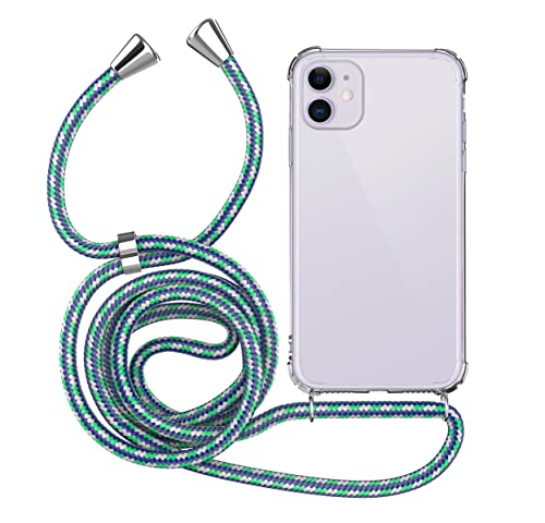 MyGadget Handykette für iPhone 11 TPU Hülle mit Band - Handyhülle mit Handyband zum Umhängen Kordel Schnur Case Schutzhülle - Blau Muster von MyGadget