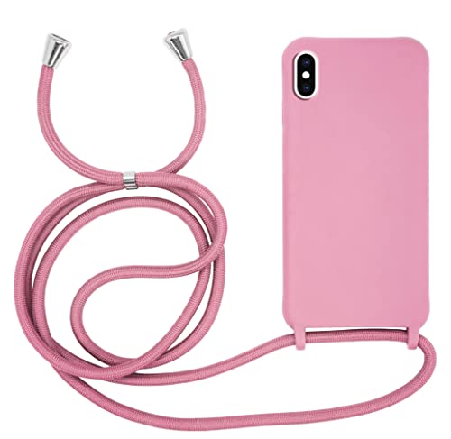 MyGadget Handykette für iPhone XS Max TPU Hülle mit Band - Handyhülle mit Handyband zum Umhängen Kordel Schnur Case Schutzhülle - Rosa von MyGadget