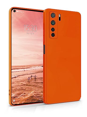 MyGadget Hülle für Huawei P40 Lite 5G - robuste Silikon Schutzhülle TPU Case Slim Silikonhülle - Back Cover Kratzfest Handyhülle - Matt Orange von MyGadget