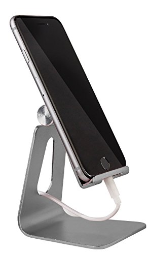 MyGadget Smartphone Ständer - Aluminium Schreibtisch Halterung - Handy & Tablet Multi Winkel Stand für u.a. iPhone | iPad, Samsung Galaxy - Grau von MyGadget