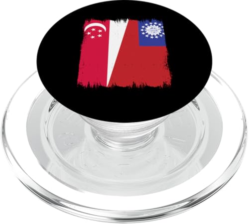 Singapur Myanmar Halbflagge Singapur Burmesische Wurzeln PopSockets PopGrip für MagSafe von Myanmar Burma Design Proud Burmese Flag