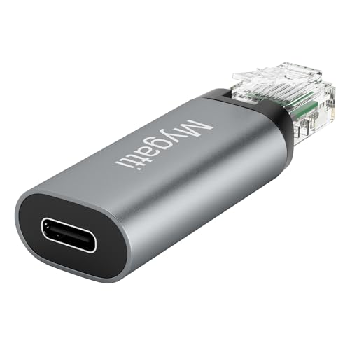 Mygatti USB C auf Ethernet Adapter(Gray),Typ-C Buchse auf RJ45 Stecker,tragbarer 1 Gbit/s USB C auf Netzwerk Konverter,unterstützt USB C-C und USB-A-C Kabel, kompatibel mit MacBook Pro, iPad Pro von Mygatti