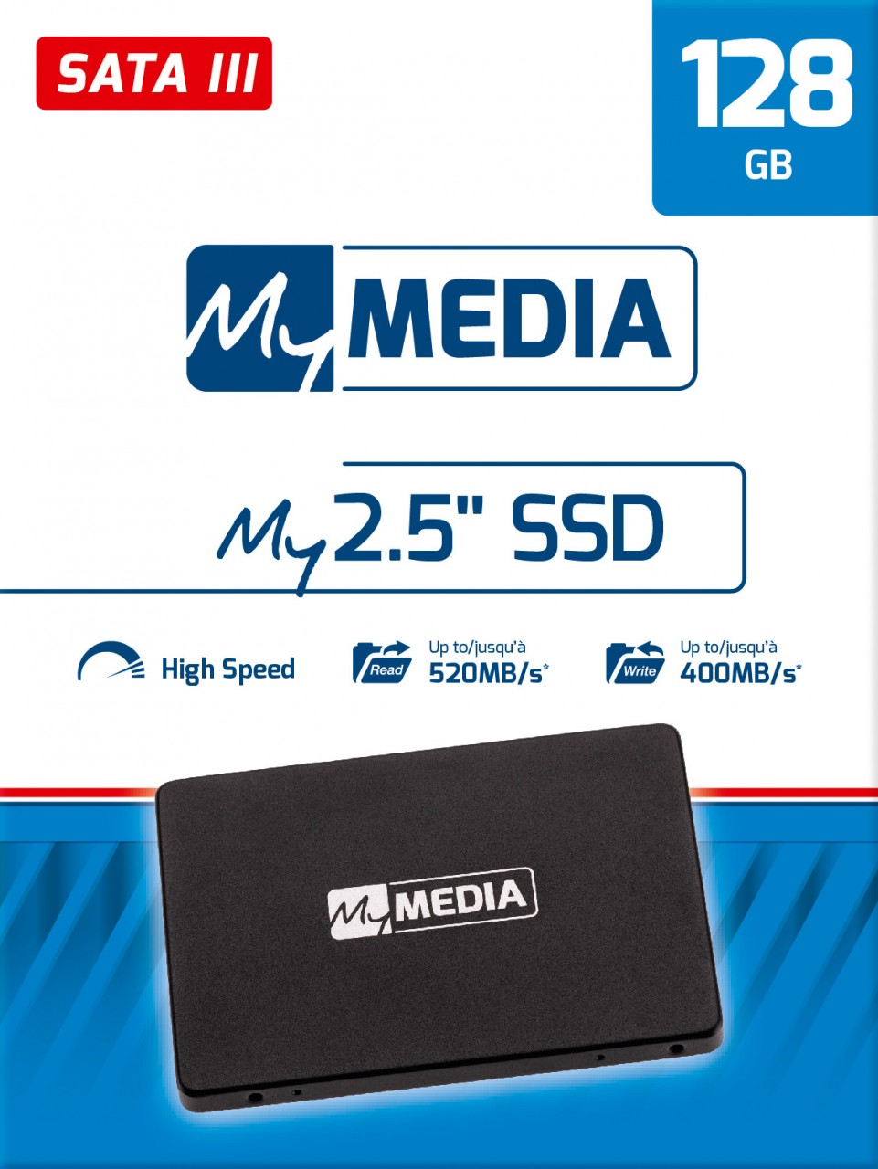 Mymedia SSD 128GB, SATA-III, 6.35cm (2.5'') (R) 520MB/s, (W) 400MB/s, Retail von Mymedia