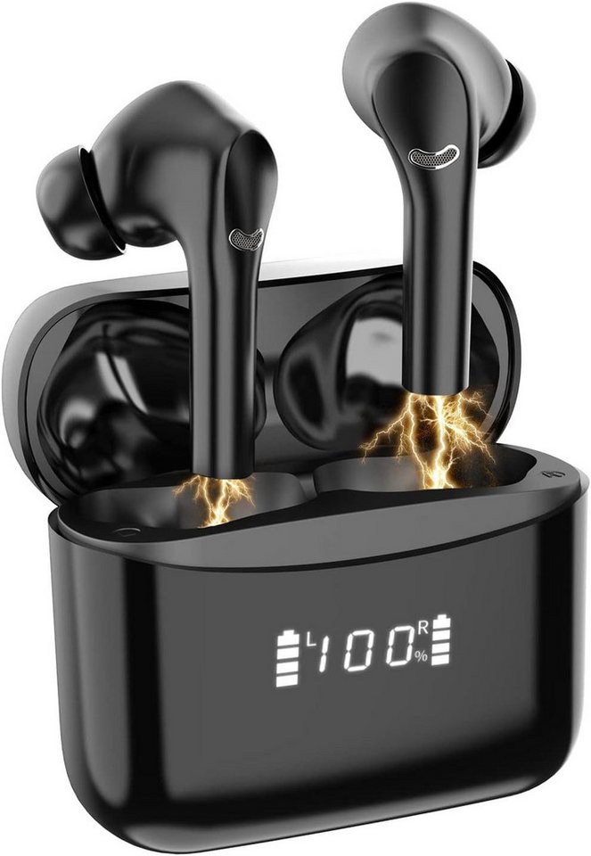 Mysic Bluetooth 5.3 Kabellos mit 4 ENC Mikrofon, 42 Std Spielzeit In-Ear-Kopfhörer (Robuste Verbindung und kristallklare Anrufe für eine perfekte Kommunikation., USB-C Ladekoffer Noise Cancelling Earbuds IPX7 Sport LED Anzeige) von Mysic