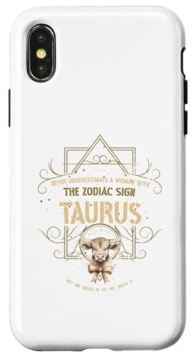 Hülle für iPhone X/XS Unterschätze nie eine Frau mit dem Sternzeichen Stier von Mystic Zodiac Art Designs