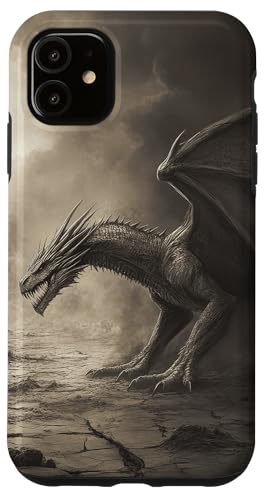 Hülle für iPhone 11 Wilder Fantasy-Drache in einer stürmischen Landschaft von Mystical Medieval Dragon Legends Merchandise