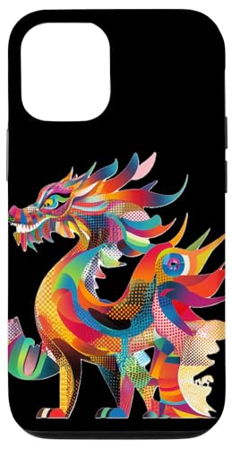 Hülle für iPhone 15 Lebendiger Pop-Art-Drache in mehrfarbigem Design von Mystical Medieval Dragon Legends Merchandise