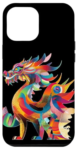 Hülle für iPhone 15 Pro Max Lebendiger Pop-Art-Drache in mehrfarbigem Design von Mystical Medieval Dragon Legends Merchandise