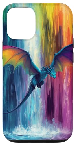 Hülle für iPhone 15 Pro Rainbow Fantasy Keltischer Drache im bunten Flug von Mystical Medieval Dragon Legends Merchandise