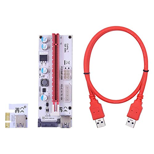 Mzpeldxk 5 StüCk VER008S PCI-E Riser Karte 008S PCIe 1X Bis 16X Adapter 4Pin 6Pin SATA Power USB 3.0 Kabel für Mining von Mzpeldxk