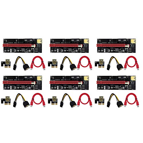 Mzpeldxk 6 Teilige PCI-E Adapter Karte VER009S PCI-E 1X Bis 16X 4Pin / 6Pin USB3.0 Grafik VerläNgerung Kabel Adapter Karte für BTC Mining von Mzpeldxk