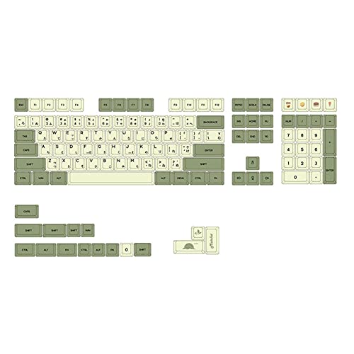 Mzpeldxk GrüNe Ethermal Dye Sublimation Fonts PBT Tastenkappe für Kabelgebundene Mechanische USB-Tastatur 124 Tasten Kappen,Japanisch von Mzpeldxk