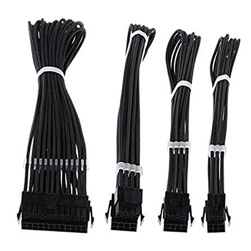 Mzpeldxk Grundlegendes VerläNgerungs Kabel Kit ATX 24 Pin/EPS 4 + 4 Pin/PCI-E 6 + 2 Pin/PCI-E 6 Pin VerläNgerungs Kabel für PC Computer ZubehöR von Mzpeldxk