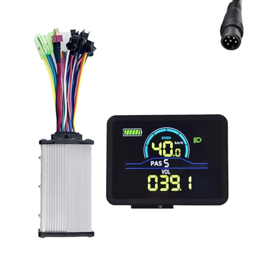 Mzpeldxk P5C LCD-Anzeige für Elektrofahrräder, 24 V-60 V + 36 V/48 V, 350 W, Sinus-Controller, UART, E-Bike-Farb-LCD-Anzeige, 6-Polig von Mzpeldxk