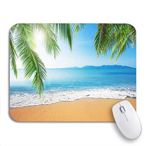 Gaming Mouse Pad Sandpalme und tropischer Strand Sonnenuntergang Ozean Baum Küste rutschfeste Gummi Backing Computer Mousepad für Notebooks Maus Matten von N\A