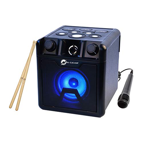 N-Gear DB 420 DRUM420 Elektronisches Spielzeug Schlagzeug mit BluetoothLautsprecher&KaraokeMikrofon,Schwarz von N-Gear