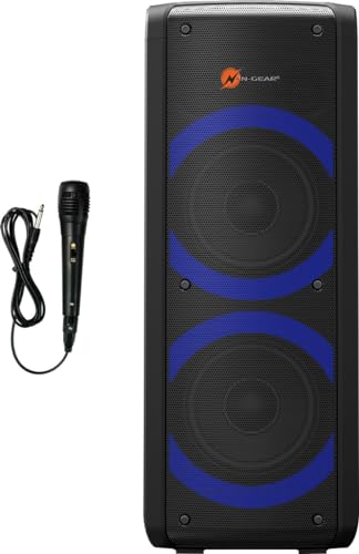 N-Gear LGP72 Let’s go Party Bluetooth Lautsprecher | Soundsystem mit Karaoke Mikrofon, Disco-LEDs, Powerbank-Funktion & 450 Watt Leistung von N-Gear