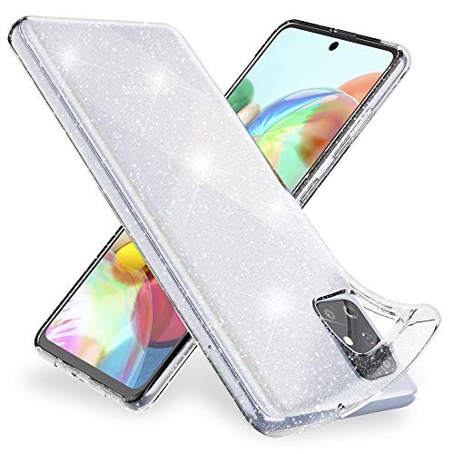 NALIA Glitter Case kompatibel mit Samsung Galaxy A51 Hülle, Bling Silikon Handyhülle Strass Cover Durchsichtig, Dünne Handy-Tasche Schutzhülle Phone Etui Diamond Bumper Soft Skin, Farbe:Transparent von NALIA