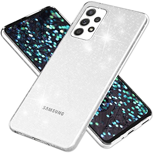 NALIA Klare Glitzerhülle kompatibel mit Samsung Galaxy A33 Hülle, Durchsichtig Vergilbungsfrei Eingearbeitete Diamant Pailletten, Glitter Case Silikon Handyhülle Glitzer Schutzhülle - Transparent von NALIA