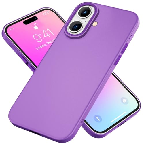 NALIA Matt Silikon Cover kompatibel mit iPhone 16 Hülle, Fein-Mattiert Anti-Fingerabdruck Soft-Case Dünn, Slim Schutzhülle Weich Stoßfest rutschfest Kratzfest Leicht, Farbe:Lila von NALIA