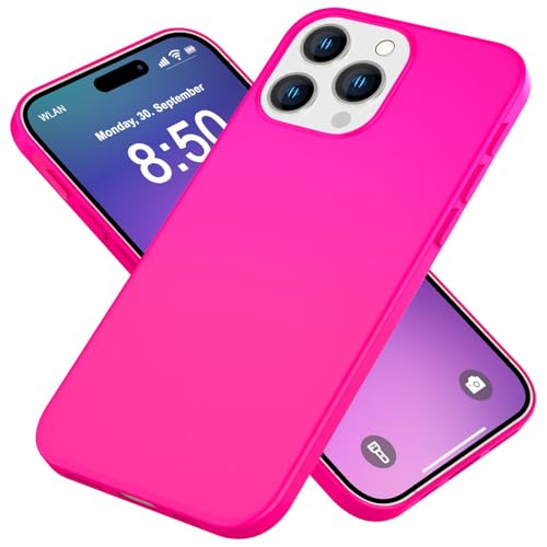 NALIA Neon Case kompatibel mit iPhone 16 Pro Hülle, Bunte Silikonhülle Intensive Farbe, rutschfest Samtig Weich Gummiert, Dünne Silikon Schutzhülle Soft-Cover Handyhülle Stoßfest, Farbe:Pink von NALIA