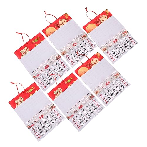 NAMOARLY 6St house decoration silvester gastgeschenk Geburtstagskalender zum Aufhängen Mini-Tischkalender Mondkalender an der Wand Kalender zum Aufhängen für den Haushalt Weißer Karton rot von NAMOARLY