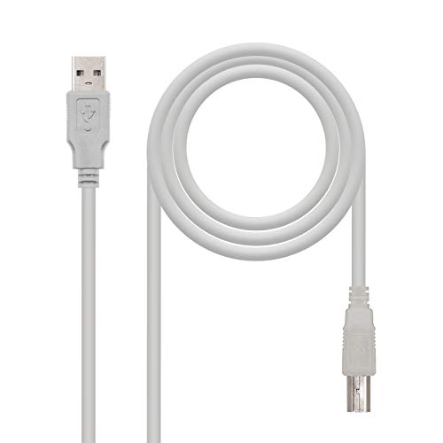 Nanocable 10.01.0102 - USB 2.0 Kabel für Drucker, Typ A/M-B/M, männlich-männlich, grau, 1.0 mts von NANOCABLE