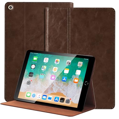 NANRUIL Hülle für Ipad 9./8./7.Generation 10,2 Zoll 2021/2020/2019 Echtes Leder Tablet Schutzhülle Case Cover,Auto Wachen/Schlafen.Dunkelbraun von NANRUIL