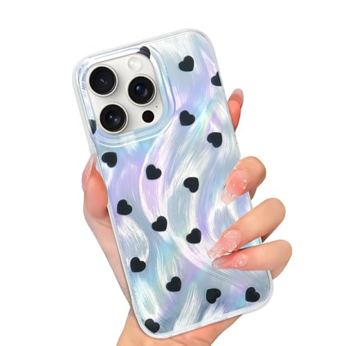 NANTuYo Funda Schutzhülle für iPhone 15 Pro, für Damen und Mädchen, Herz-Design, glitzernd, glänzend, ästhetisch, modisch, für iPhone 15 Pro von NANTuYo