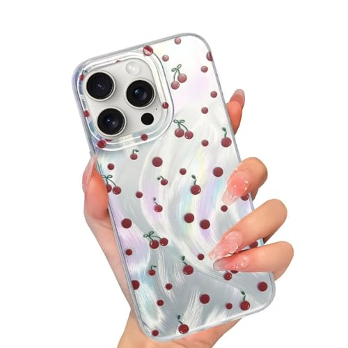 NANTuYo Funda Schutzhülle für iPhone 15 Pro Max – Frauen und Mädchen, niedliches Kirsch-Design, glitzernd, glänzend, ästhetisch, modische Handyhülle für iPhone 15 Pro Max von NANTuYo