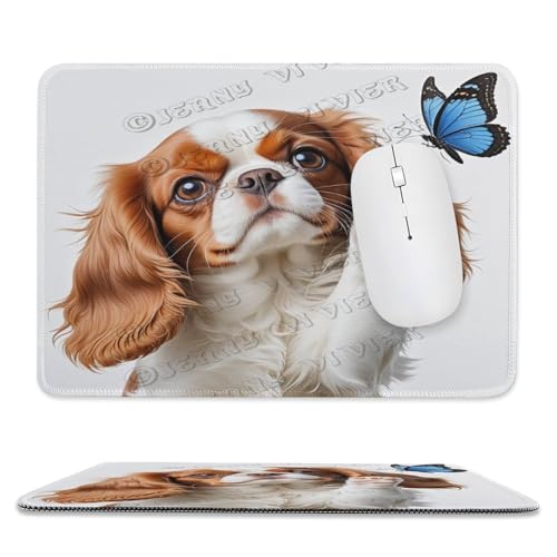 Cavalier King Charles Spaniel Hunde-Mauspad, rechteckig, personalisierbar, Computer-Mauspads mit Hunde-Design, waschbares Mauspad, Gaming, Büro, Zuhause, rutschfeste Gummiunterseite, 20,3 x 25,4 cm von NANVIER