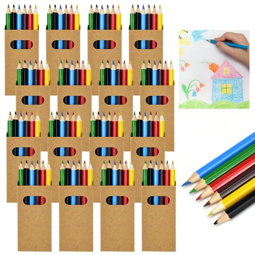 NAROSEBE 120 Kleine Buntstifte set Klein (20x 6er-Packungen) Mini Bunter Holzstifte Farbe Bleistift Kinder Mehrfarbig Bleistifte Mitgebsel Grundschule für Kinder Kunst Zeichnung, Skizzieren, Färbung von NAROSEBE