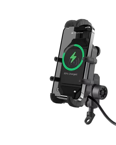 Handy-GPS-Halterung Motorrad Telefon Halter Drahtlose Ladegerät Outdoor Reiten Stoßdämpfenden Mobilen Ständer Handy Halter Mit USB-Navigation Navigationshalterung Motorrad GPS(-03-Charging Mirror) von NASDGAKF