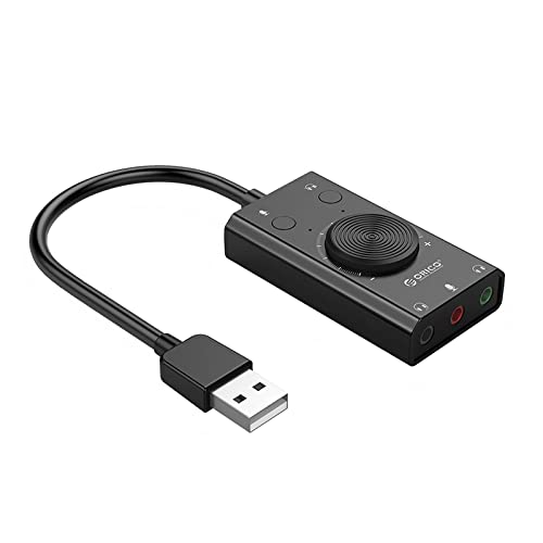 Externe USB-Soundkarte Stereo-Mikrofon Lautsprecher Headset Audio Jack 3,5 mm Kabel Adapter Stummschalter Lautstärkeregulierung inkl. Laufwerk Zubehör von NATEFEMIN