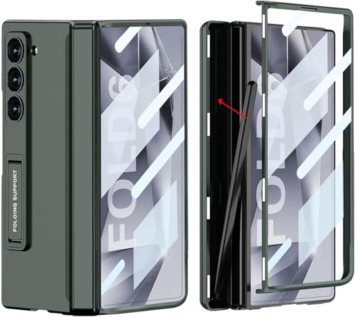 NATNAV für Samsung Galaxy Z Fold 6 Hülle [Eingebauter versteckter S-Stifthalter & Ständer] [Displayschutz] [Magnetischer Scharnierschutz] 360-Grad-All-inclusive-stoßfeste Schutzhülle (Grün) von NATNAV